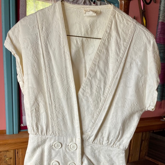 Porto-Modes White 100% Cotton Brocade, Elegant, Lovely Skirt & Top Combo Size 9 - Picture 1 of 7